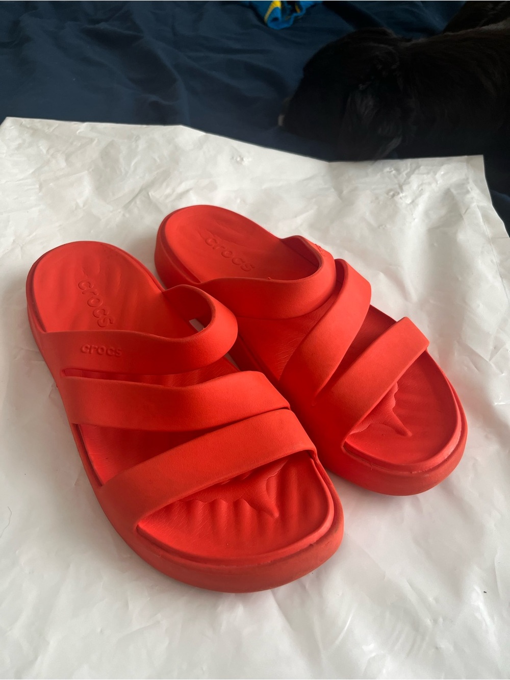 CROCS Coral Red Slide Sandals
